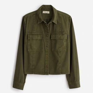 NWT Madewell Pintucked Long-Sleeve Shirt in Chino in Faded Ivy